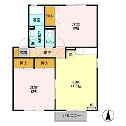 グランオークA 2LDKの間取図画像