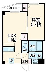Ｃｈｅｚ　Ｐｌａｉｓａｎｔ 3階1LDKの間取り