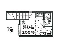 レジデンス高田馬場 2階ワンルームの間取り