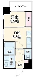 福岡市地下鉄空港線 赤坂駅 徒歩9分の賃貸マンション 10階1DKの間取り