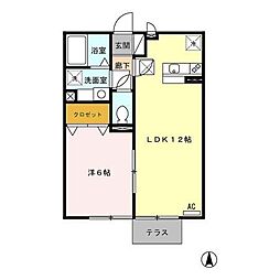 セントスクエア 1LDKの間取図画像
