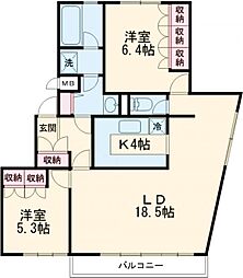 クァドリフォリオ 3階2LDKの間取り