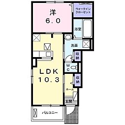 エルフォルク2 1LDKの間取図画像