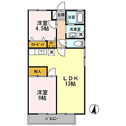 JR総武線 小岩駅 徒歩24分の賃貸アパート 2階2LDKの間取り