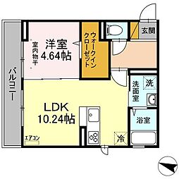 マーベラス八千代 3階1LDKの間取り