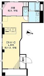 JR山手線 大塚駅 徒歩5分の賃貸マンション 5階1LDKの間取り