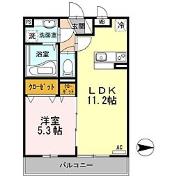 カームコート 3階1LDKの間取り