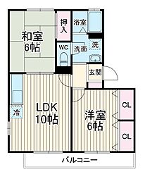 北総鉄道 松飛台駅 徒歩3分の賃貸アパート 3階2LDKの間取り