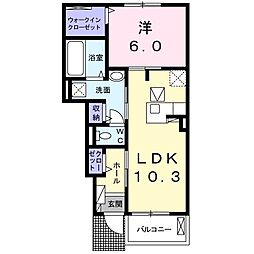 ヴァンヴェール 1LDKの間取図画像