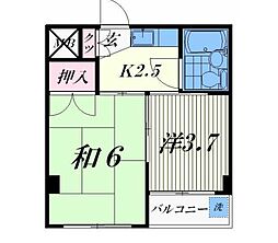 東急大井町線 戸越公園駅 徒歩3分の賃貸マンション 2階2Kの間取り