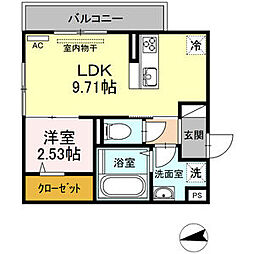 リビングタウン富木島Ｂ 3階1LDKの間取り