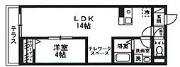 イーグルワン 1階1LDKの間取り