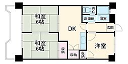 JR東海道本線 西岐阜駅 徒歩30分の賃貸マンション 2階3DKの間取り