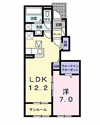 ベル・ウッド富津2 1LDKの間取図画像