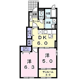 京都丹後鉄道宮豊線 京丹後大宮駅 バス15分 丹海交通三ツ橋下車 徒歩8分の賃貸アパート 1階2DKの間取り