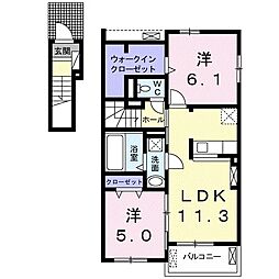 ルガゾンサンハル 2LDKの間取図画像