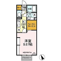 チェントロクオーレI 1Kの間取図画像