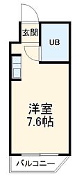 名鉄常滑線 道徳駅 徒歩8分の賃貸マンション 3階ワンルームの間取り