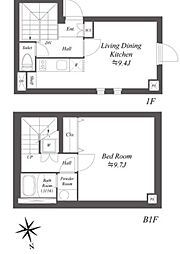 ＬＥＧＡＬＡＮＤ早稲田鶴巻町 地下1階1LDKの間取り