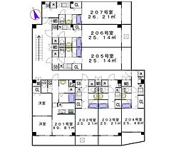 ルシアス 2階1Kの間取り