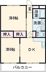 弓和ガーデンハウスＳ棟 1階2DKの間取り
