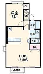 ハイツスズキA 1階1LDKの間取り
