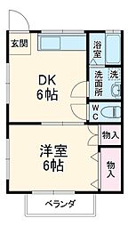 メゾンK 1DKの間取図画像