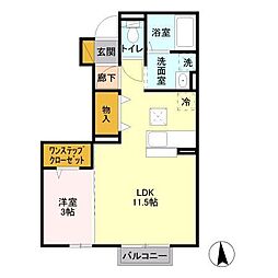 ディアーナIII 1階1LDKの間取り