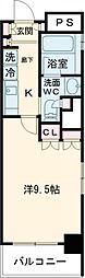 レジディア中落合 2階1Kの間取り