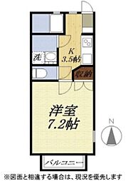 ルノワール 2階1Kの間取り