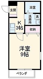 リブレア名城大学前 2階1Kの間取り