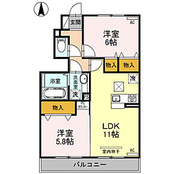 ヴェネレ 2LDKの間取図画像