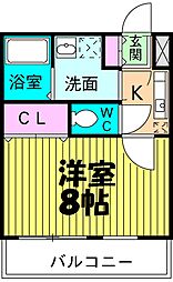 JR常磐線 松戸駅 徒歩13分の賃貸アパート 1階1Kの間取り