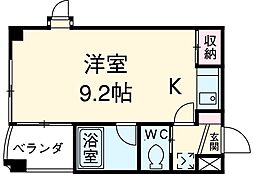 ヴィレドソレイユ 5階ワンルームの間取り