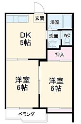 フォーヴルいし川 2DKの間取図画像