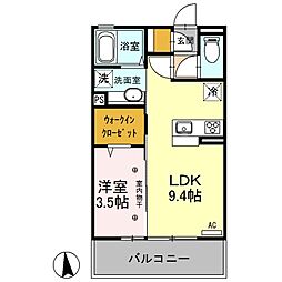 ヤンガー佐野 3階1LDKの間取り