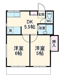 ジュネス鶴間B 2Kの間取図画像