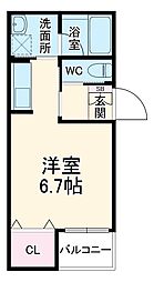 ヴァンベール岡崎 3階ワンルームの間取り