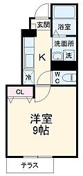 JR東海道本線 相見駅 徒歩20分の賃貸アパート 1階1Kの間取り