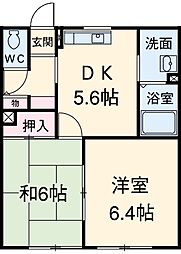 ふるさとA 2DKの間取図画像
