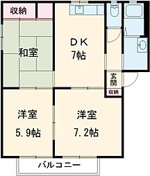 グリーンピュア 1階3DKの間取り