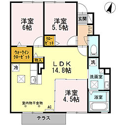 JR東海道本線 浜松駅 バス31分 半田上下車 徒歩7分の賃貸アパート 1階3LDKの間取り