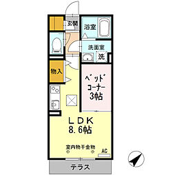 グランボアB 1LDKの間取図画像