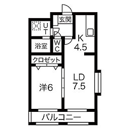 JR御殿場線 大岡駅 徒歩10分の賃貸マンション 5階1LDKの間取り