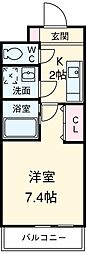 びい10植田 1Kの間取図画像