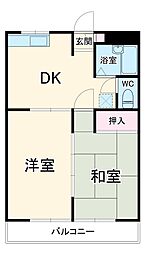 リバーサイドマンション 2階2DKの間取り