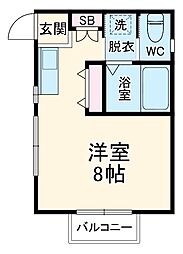 JR常磐線 松戸駅 徒歩12分の賃貸アパート 2階ワンルームの間取り