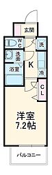 プランドール北浜 1Kの間取図画像