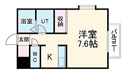 名古屋市営鶴舞線 川名駅 徒歩11分の賃貸アパート 1階ワンルームの間取り