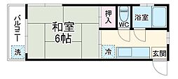 JR総武線 本八幡駅 徒歩7分の賃貸マンション 2階1Kの間取り